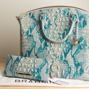 Brahmin $350 Large Duxbury Satchel Mesmerized Melbourne With Matching Wallet NWT